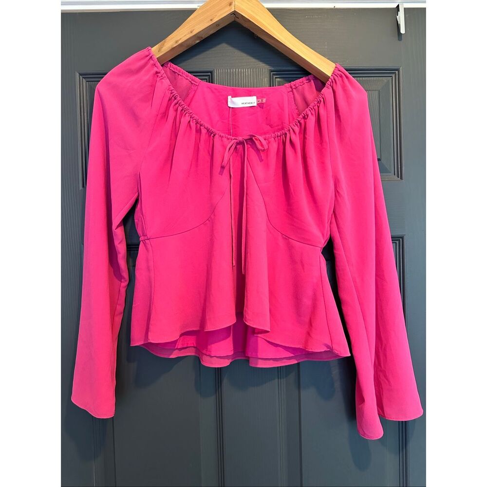 Heatherly Pink Chiffon Long Sleeve Top Size Medium